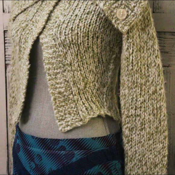 Free People Knit Green Shift Sweater Pick-a-boo Belly - Picture 7 of 12